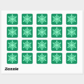 Ikat Snowflake - Pine- en muntgroen Vierkante Sticker (Vel)