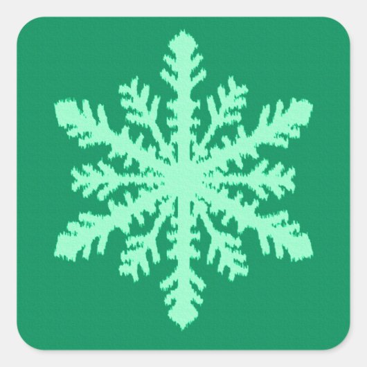 Ikat Snowflake - Pine- en muntgroen Vierkante Sticker (Voorkant)