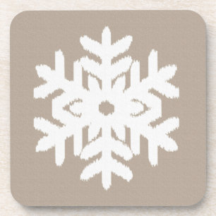 Ikat Snowflake - Taupe tan en wit Drankjes Onderzetter