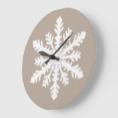 Ikat Snowflake - Taupe tan en wit Grote Klok (Hoek)