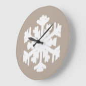 Ikat Snowflake - Taupe tan en wit Grote Klok (Hoek)