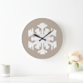 Ikat Snowflake - Taupe tan en wit Grote Klok (Huis)