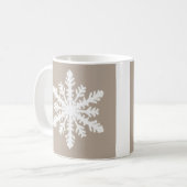 Ikat Snowflake - Taupe tan en wit Koffiemok (Voorkant links)