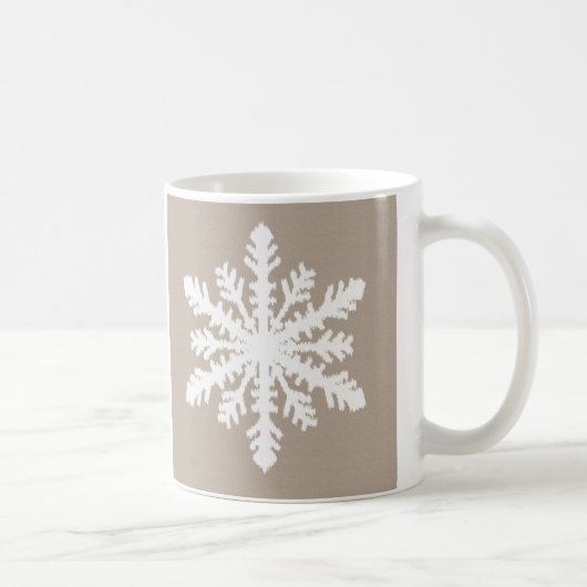 Ikat Snowflake - Taupe tan en wit Koffiemok (Rechts)