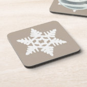 Ikat Snowflake - Taupe tan en wit Onderzetter (Linkerzijde)
