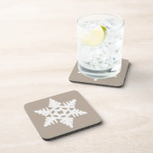 Ikat Snowflake - Taupe tan en wit Onderzetter (Rechterzijde)