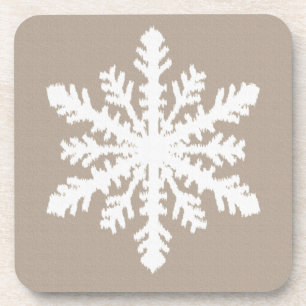 Ikat Snowflake - Taupe tan en wit Onderzetter