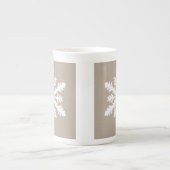 Ikat Snowflake - Taupe tan en wit Porselein Kop (Voorkant)