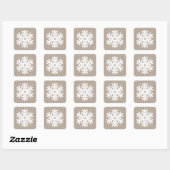 Ikat Snowflake - Taupe tan en wit Vierkante Sticker (Vel)