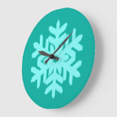 Ikat Snowflake - Turquoise en aqua Grote Klok (Hoek)