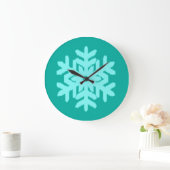 Ikat Snowflake - Turquoise en aqua Grote Klok (Huis)