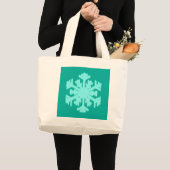 Ikat Snowflake - Turquoise en aqua Grote Tote Bag (Voorkant (product))