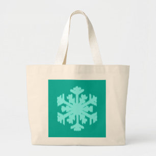 Ikat Snowflake - Turquoise en aqua Grote Tote Bag