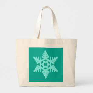 Ikat Snowflake - Turquoise en aqua Grote Tote Bag