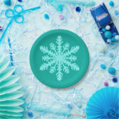 Ikat Snowflake - Turquoise en aqua Papieren Bordje (Feest)