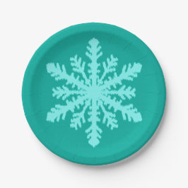 Ikat Snowflake - Turquoise en aqua Papieren Bordje