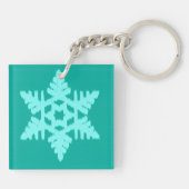 Ikat Snowflake - Turquoise en aqua Sleutelhanger (Achterkant)