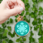 Ikat Snowflake - Turquoise en aqua Sleutelhanger (Hand)