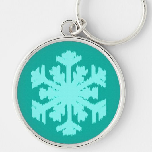 Ikat Snowflake - Turquoise en aqua Sleutelhanger (Voorkant)
