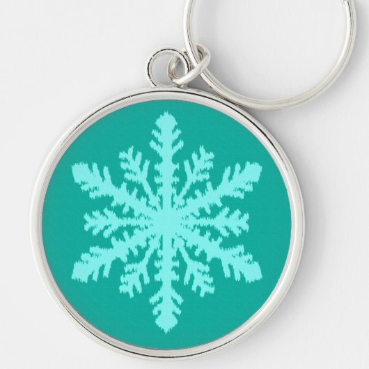 Ikat Snowflake - Turquoise en aqua Sleutelhanger (Voorkant)