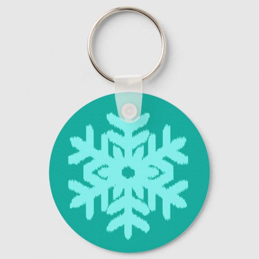Ikat Snowflake - Turquoise en aqua Sleutelhanger (Voorkant)