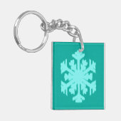 Ikat Snowflake - Turquoise en aqua Sleutelhanger (Voorkant Links)