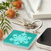 Ikat Snowflake - Turquoise en aqua Sleutelhanger (Voorkant Rechts)