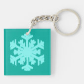 Ikat Snowflake - Turquoise en aqua Sleutelhanger (Achterkant)