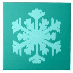 Ikat Snowflake - Turquoise en aqua Tegeltje