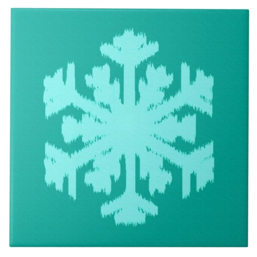 Ikat Snowflake - Turquoise en aqua Tegeltje (Voorkant)
