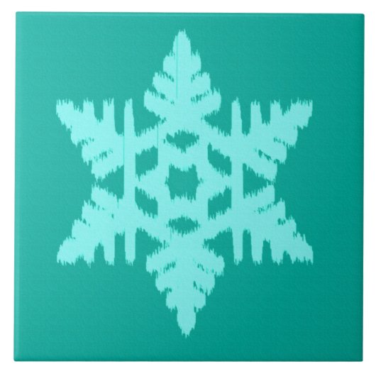 Ikat Snowflake - Turquoise en aqua Tegeltje (Voorkant)