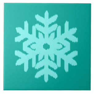 Ikat Snowflake - Turquoise en aqua Tegeltje