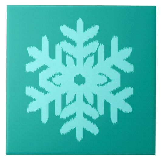 Ikat Snowflake - Turquoise en aqua Tegeltje (Voorkant)