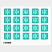 Ikat Snowflake - Turquoise en aqua Vierkante Sticker (Vel)