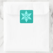 Ikat Snowflake - Turquoise en aqua Vierkante Sticker (Tas)