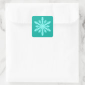 Ikat Snowflake - Turquoise en aqua Vierkante Sticker (Tas)