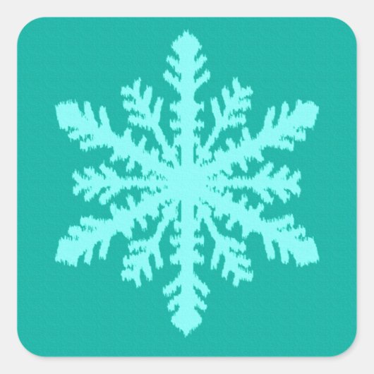 Ikat Snowflake - Turquoise en aqua Vierkante Sticker (Voorkant)