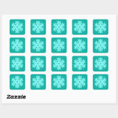 Ikat Snowflake - Turquoise en aqua Vierkante Sticker (Vel)