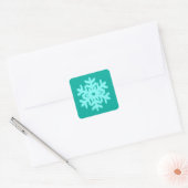 Ikat Snowflake - Turquoise en aqua Vierkante Sticker (Envelop)