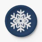 Ikat Snowflake - White en Dark Navy Blue Papieren Bordje (Voorkant)