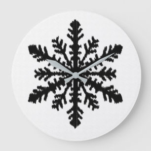 Ikat Snowflake - wit en zwart Grote Klok