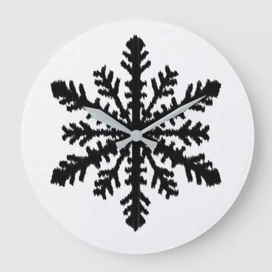 Ikat Snowflake - wit en zwart Grote Klok (Voorkant)