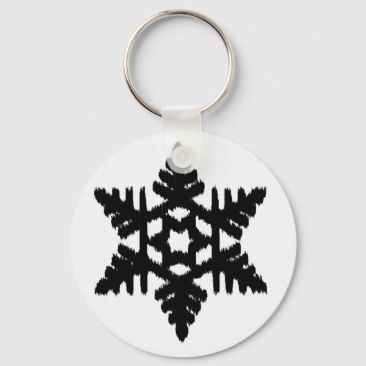 Ikat Snowflake - wit en zwart Sleutelhanger (Voorkant)