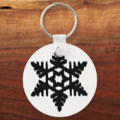 Ikat Snowflake - wit en zwart Sleutelhanger (Voorkant)