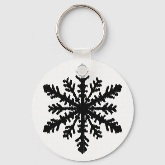 Ikat Snowflake - wit en zwart Sleutelhanger (Voorkant)
