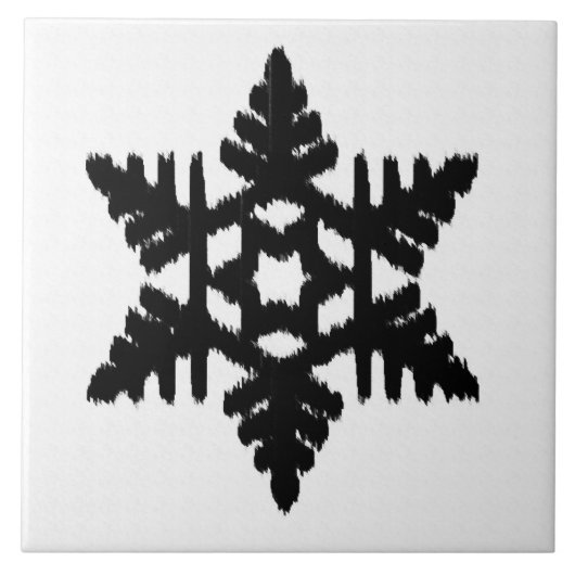 Ikat Snowflake - wit en zwart Tegeltje (Voorkant)