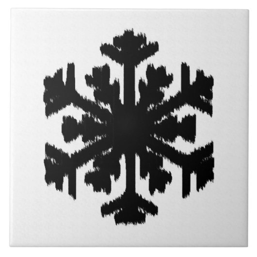 Ikat Snowflake - wit en zwart Tegeltje (Voorkant)