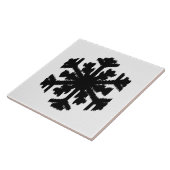 Ikat Snowflake - wit en zwart Tegeltje (Zijkant)