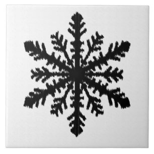 Ikat Snowflake - wit en zwart Tegeltje