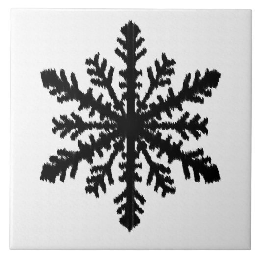 Ikat Snowflake - wit en zwart Tegeltje (Voorkant)